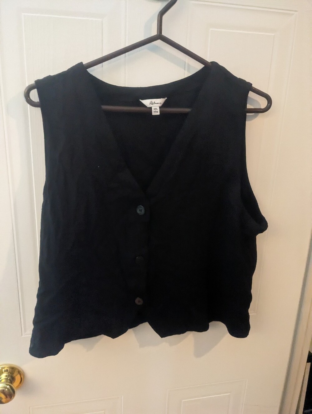 Reitmans Cropped  Black Sleeveless Button-Up Tank